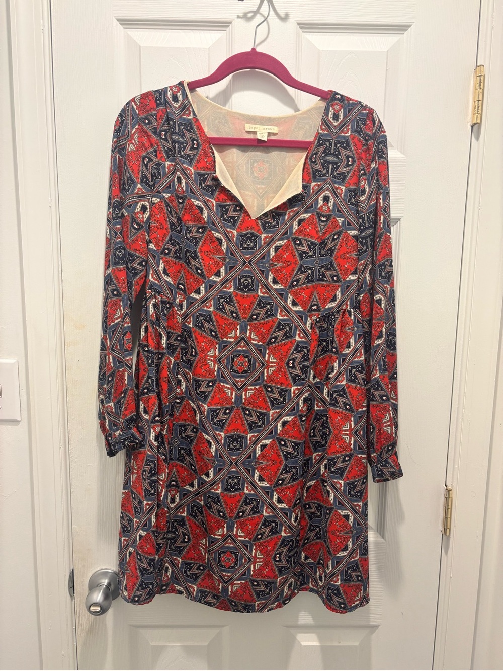 Anthropologie Paper Crown Long Sleeve Geometric Shift Dress - S 🔮